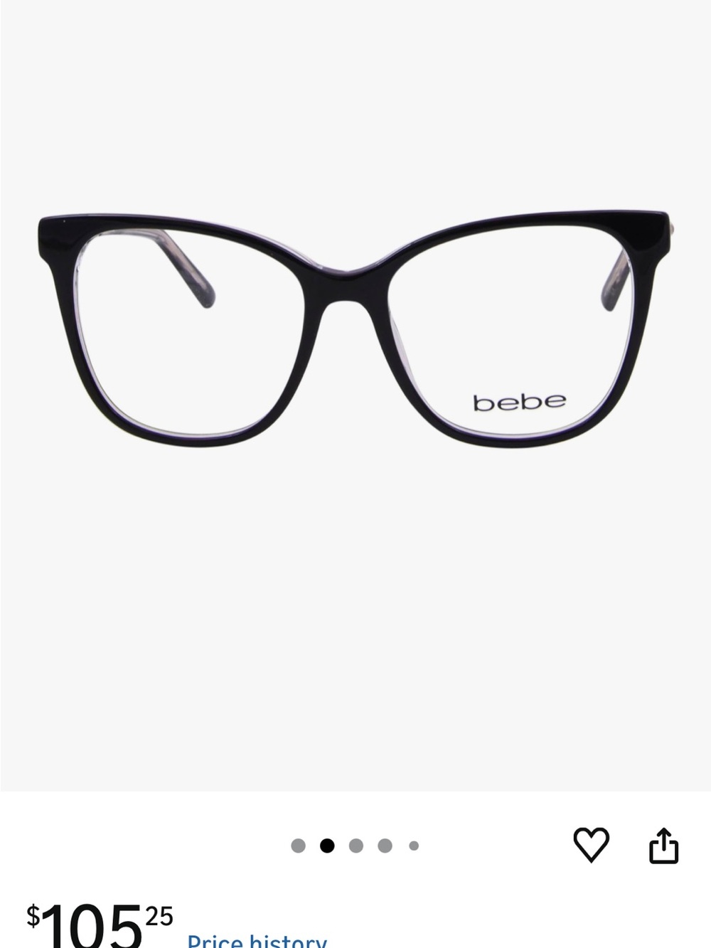bebe Black Oversized Cat-Eye Women's Glasses